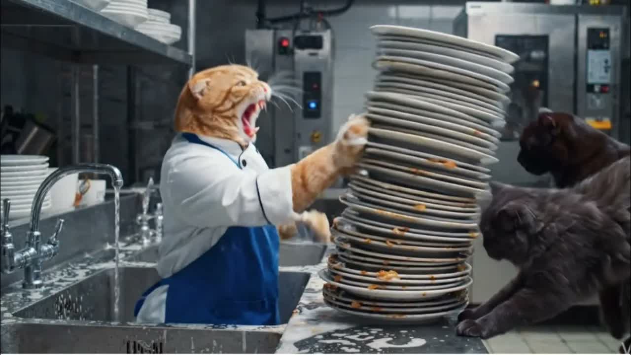 This Chef Cat hates these Cats! 🙀💥 #Shorts #Funny #Cats #Viral #cat
